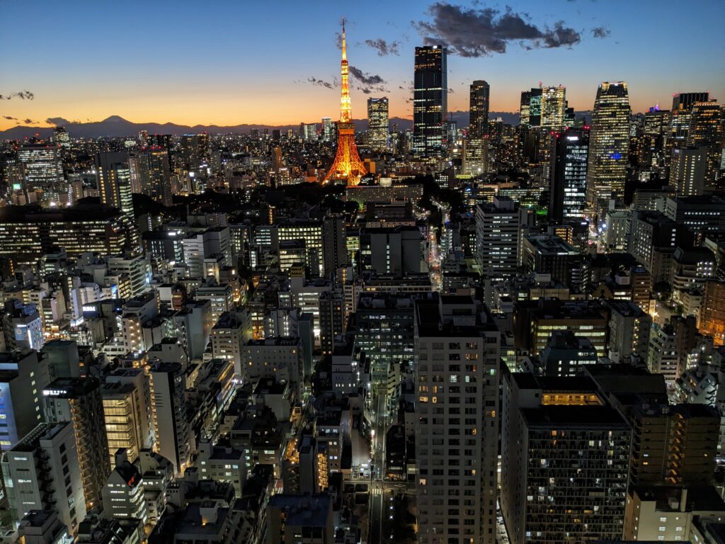 東京の夜景を見ながらの交流会